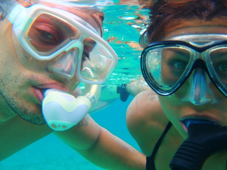 Brady and Bianca snorkeling
