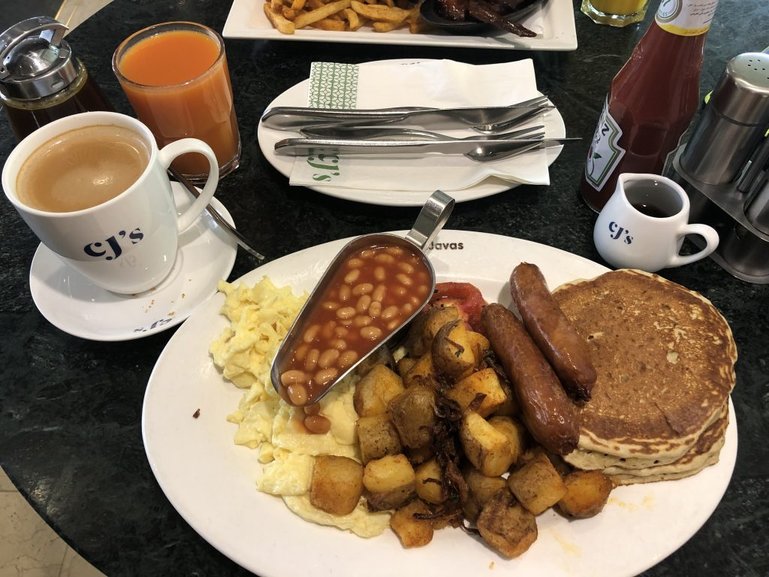 Breakfast meal at Cafe Javas