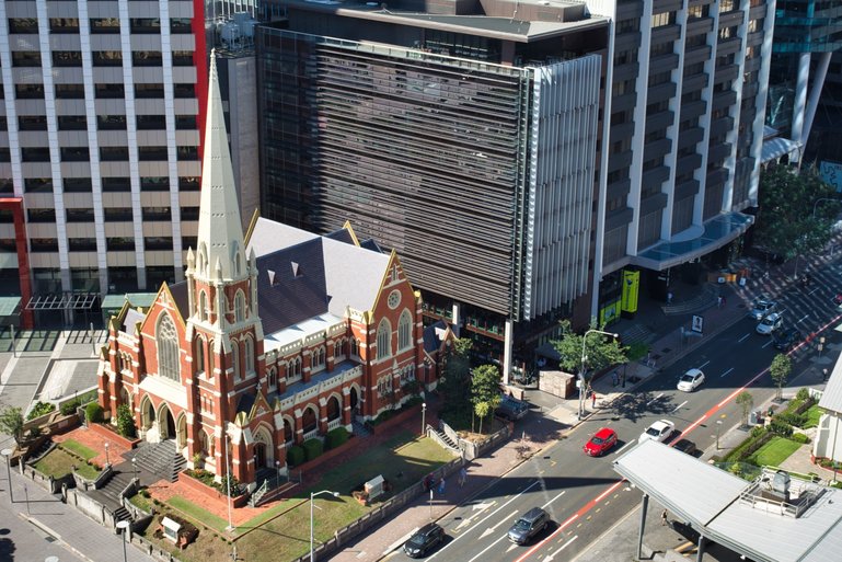 Across the road from City Hall, you have a great view of the Church from the Clock Tower