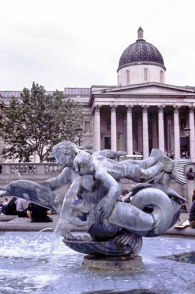 One of the many fountains in Trafalgar Square