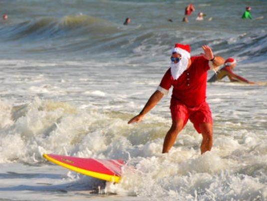 Surfing Santas