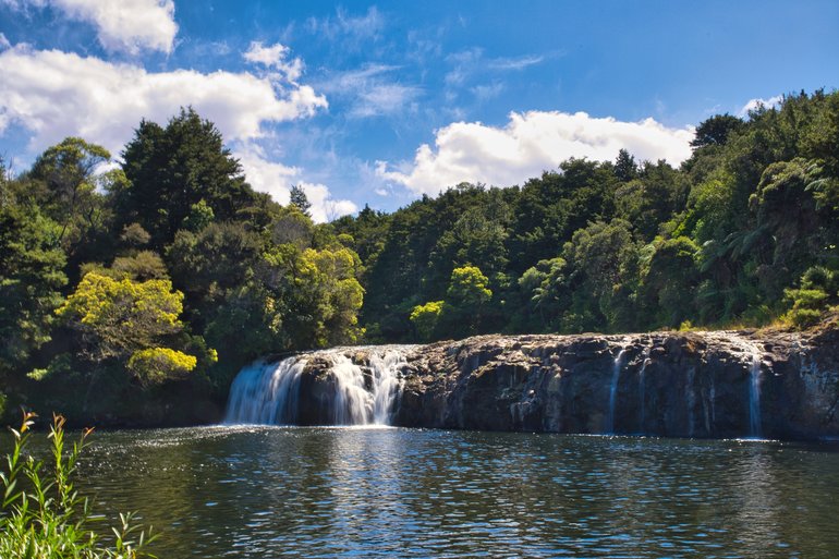 The first waterfall you come to from the car park is Wharepuku Falls.