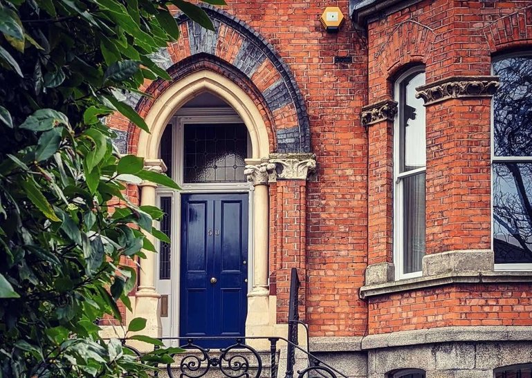 Posh doorway on Northumberland Road in Dublin Ireland