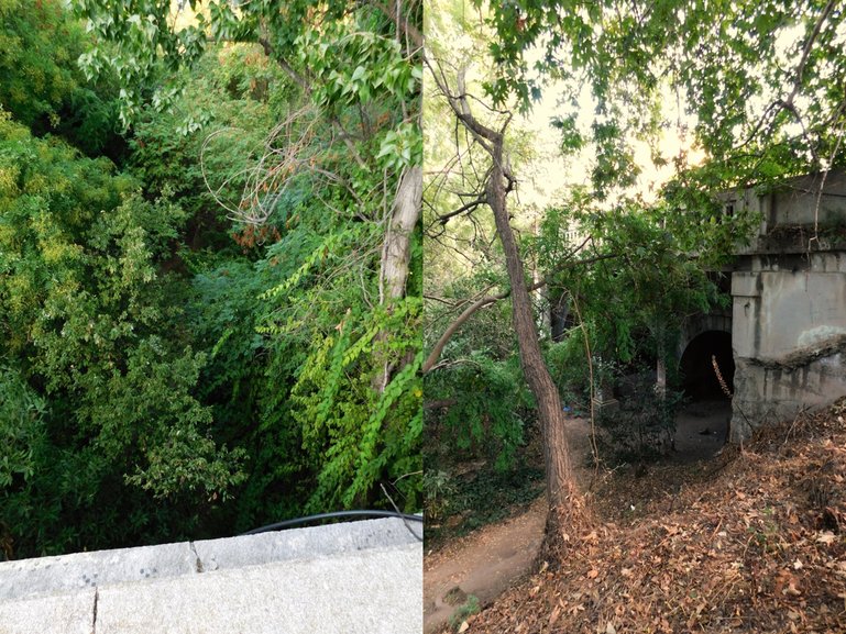 Ilissos riverbed and the stone bridge at Athanasiou Diakou street