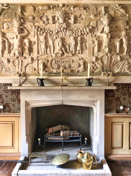 The incredible masonry hanging on the wall showing the Judgement of Paris