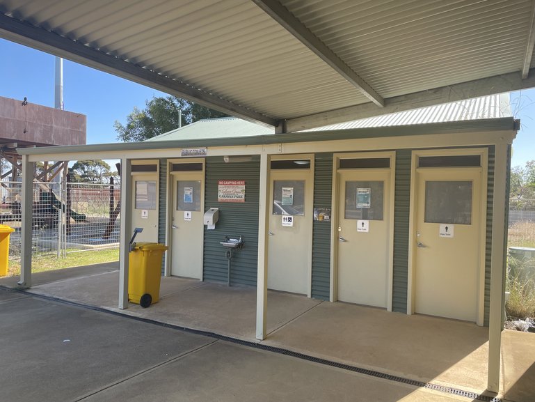 The toilets and a shower are available in town.