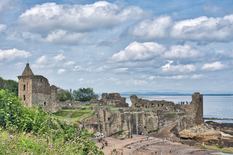 Looking Back on St Andrews Castle and the beach below