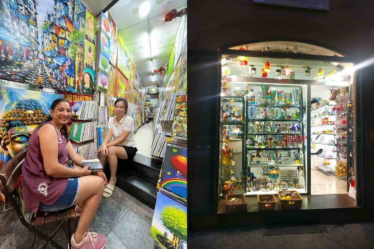Souvenir shopping in Hanoi (L), Souvenir shop at Roma