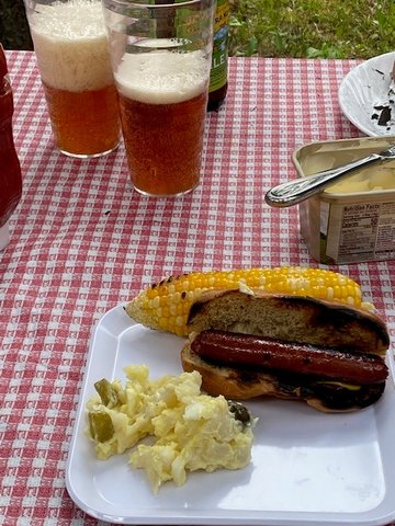 Enjoying our traditional American BBQ dinner! 