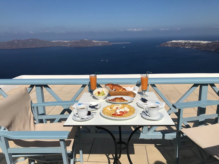Breakfast in Santorini, Greece