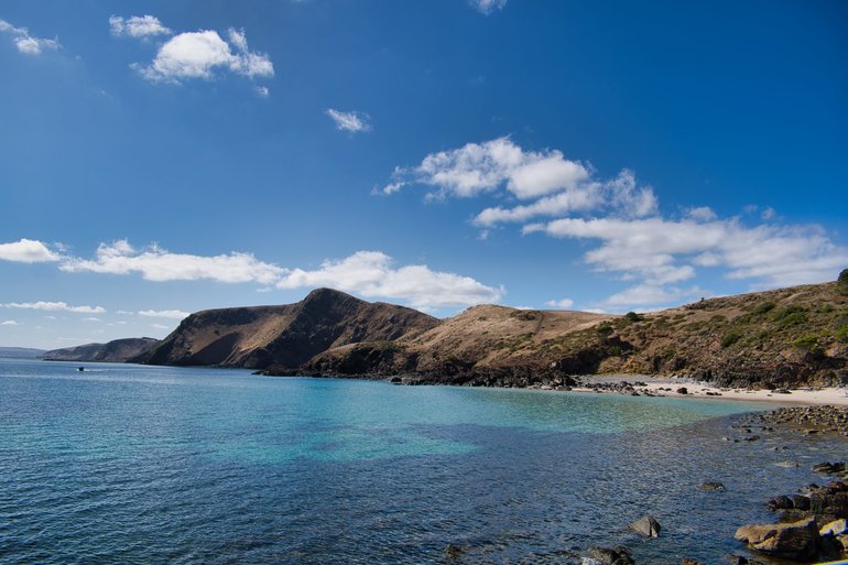 The clear waters and rugged landscape of Second Valley