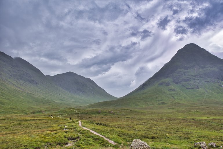 One of the walks in Glencoe going off into the distance