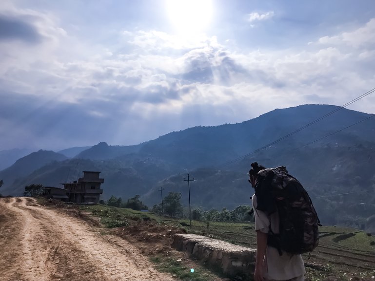 backpacking through the mountains of Nepal