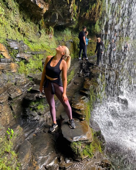 Chloe from Shared Bucket List at the Four Waterfall Walk