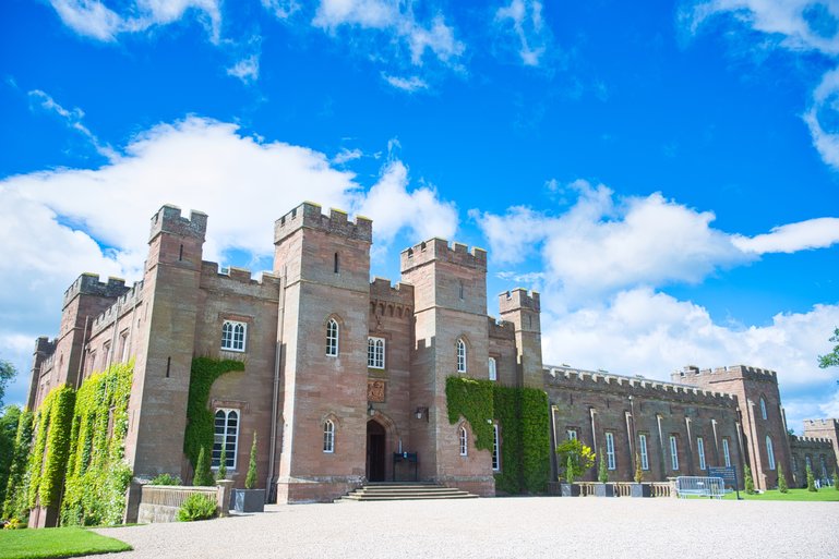 The entrance of Scone Palace, where you will start your journey