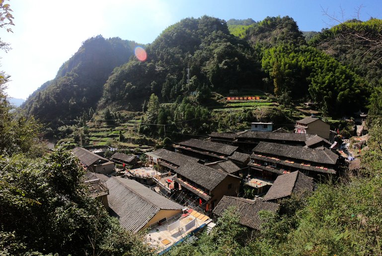 The old, rustic village at the valley bottom