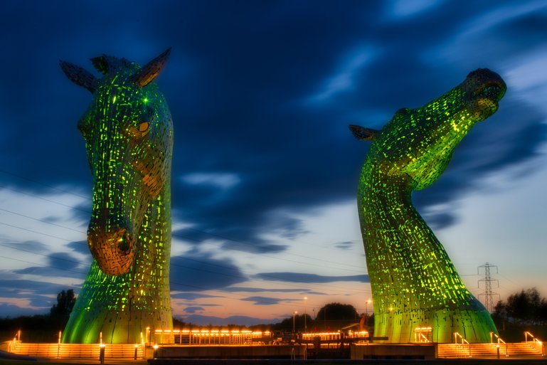  A brilliant green was one of the colours that lit up The Kelpies