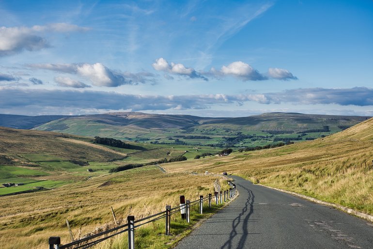 View over Hawes and Dales from the top of the road behind the villages