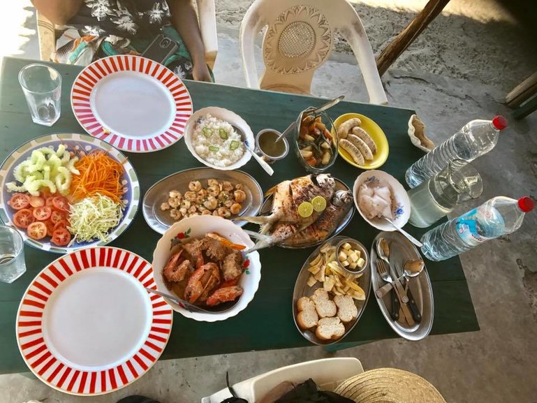 Fishermans Feast prepared by local chefs in Betania Island. 