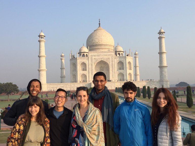 Group from USA enjoying the sunrise Taj Mahal tour 