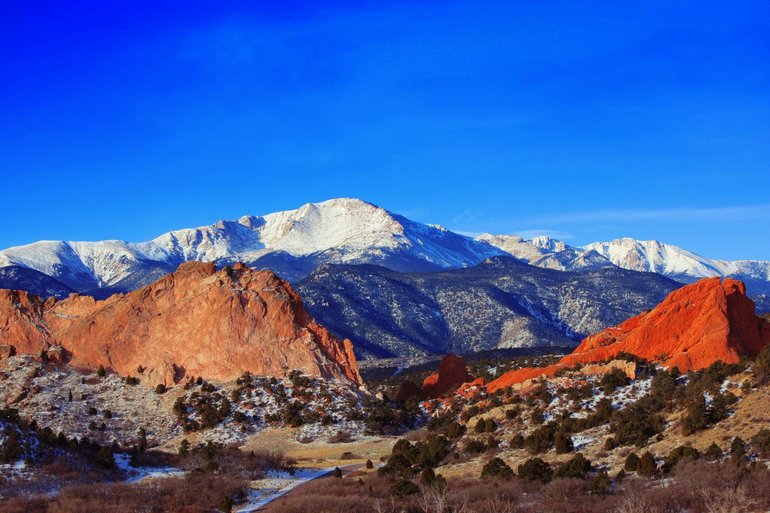 Pikes Peak and Garden of the Gods.