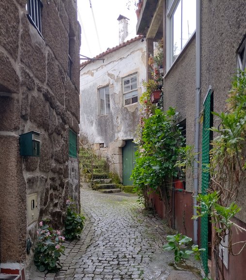 Village alley in Santar, Portugal. Photo by Paul Wilcox.