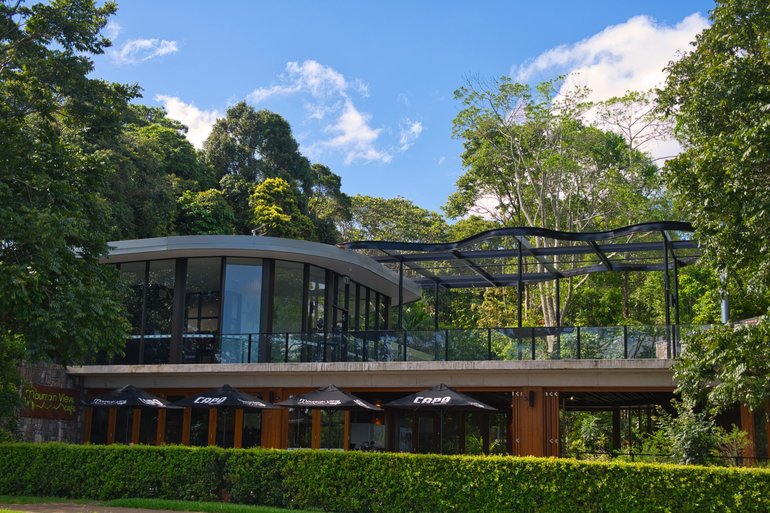 The Cafe with the mountain lookout above it