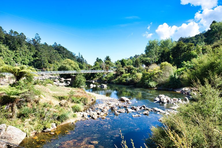 Bridges over the river leading to the tracks in Karangahake Gorge