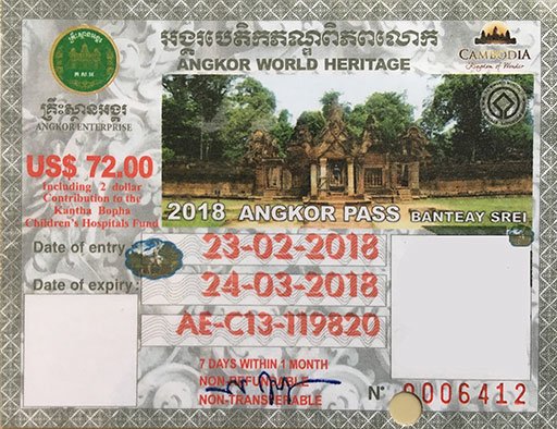 An Angkor Pass is required for admission to the temple sites