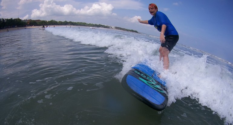 Beginner surf class in Kuta Beach