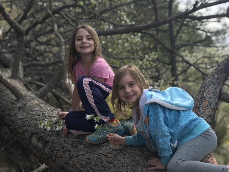 Climbing along the hiking trail