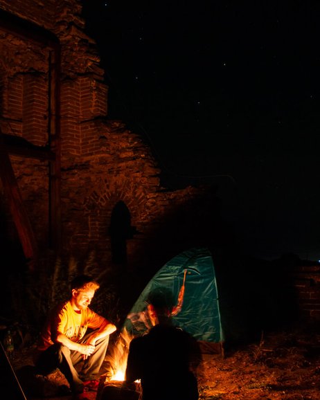 Camping on the great wall of China