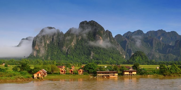 Landscape and mountains in Vang Vieng