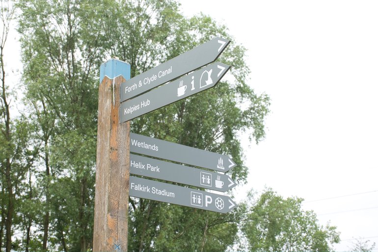 One of the many signposts at The Helix