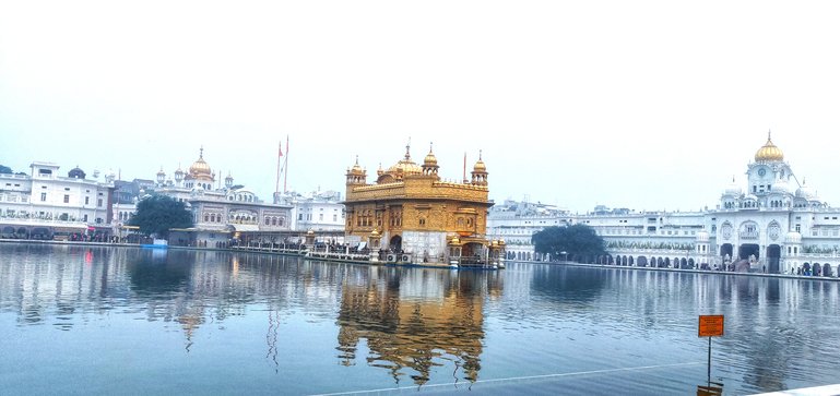 See the reflection of temple in floating water 