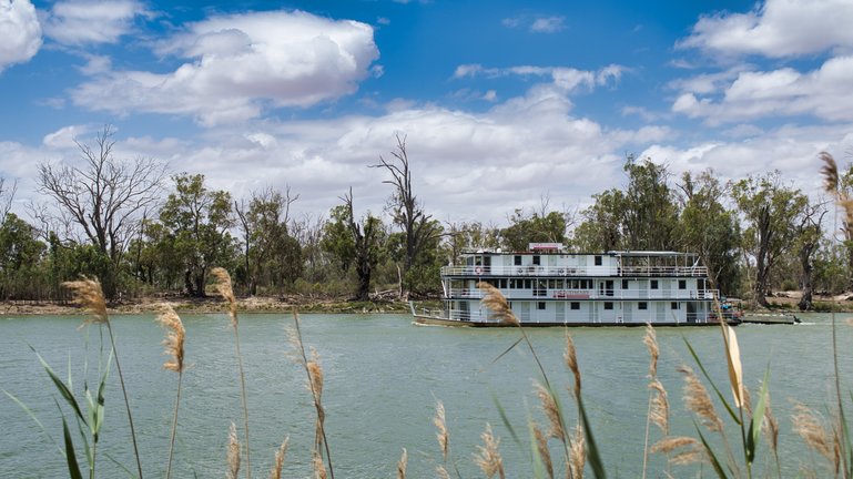 The P.S. Proud Mary paddling on the Murray River.