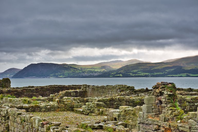 The views across the Castle and Menai Strait