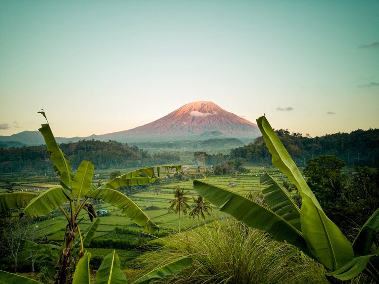 Bali the towering volcano of Agung