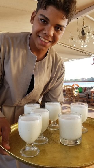 Mahmoud with a cool drink.