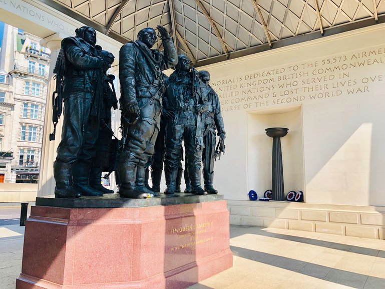 The grand memorial to the RAF Bomber Command Memorial at Green Park