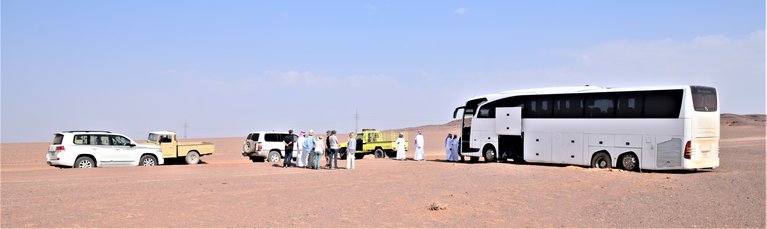 Our bus is rescued in the desert