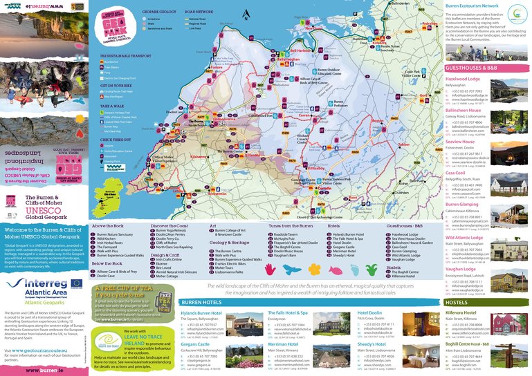 Map of Burren and Cliffs of Moher Geo Park