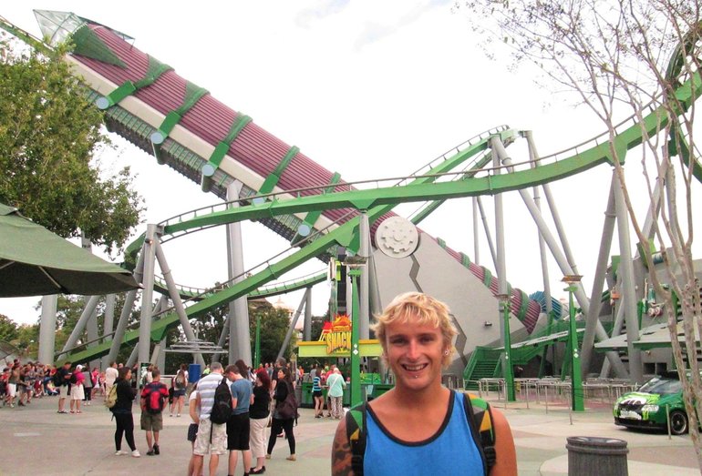 Rhys embracing his inner child in Orlando