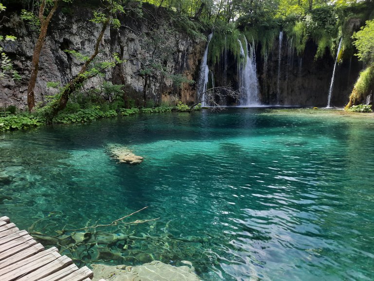 one of many waterfalls at the Plitvice Lakes National Park 