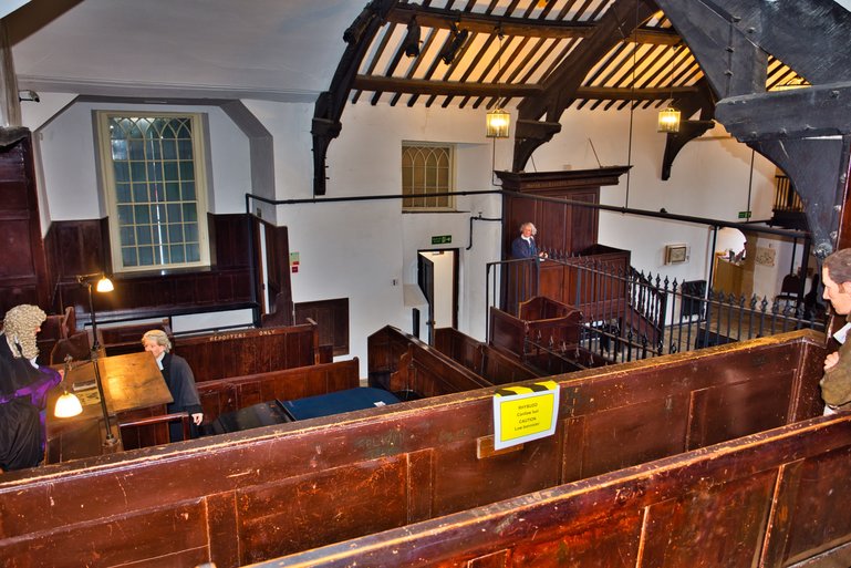 The courtroom as seen from the Jury's box