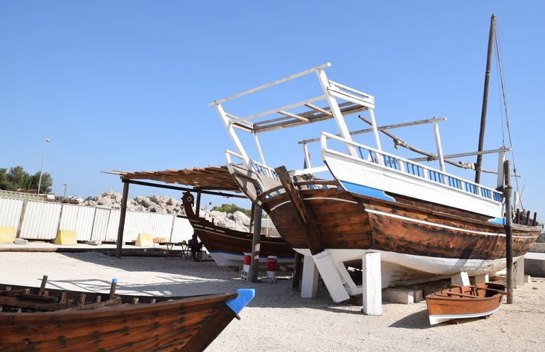 Dhows on the quay at Muharraq Island