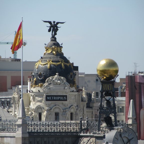 Skyline of Madrid from Cybeles Rooftop Bar