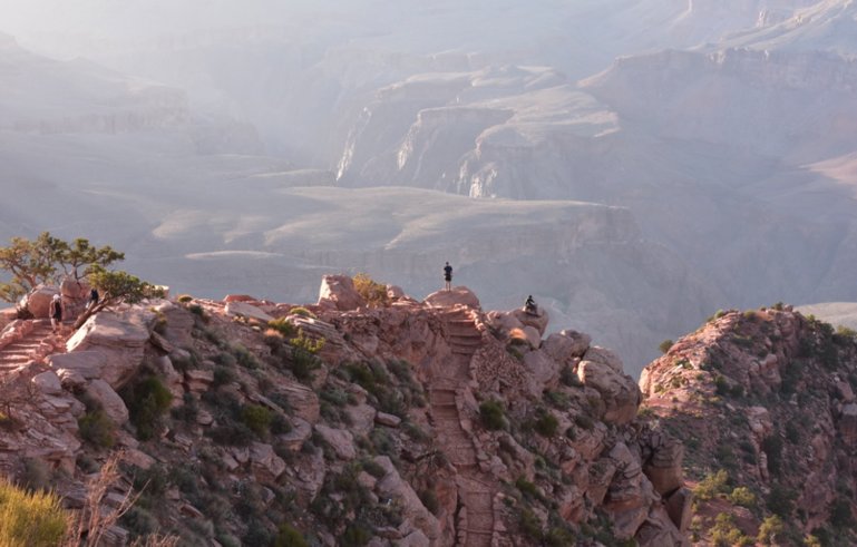 Sunset hike, South Kaibab trail in the Grand Canyon