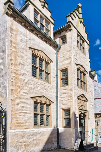 The unassuming entrance to Plas Mawr. You'll be surprised by what's behind the door