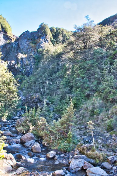 The falls at the top left of the photo show a bit more water than Mangowhero Falls.